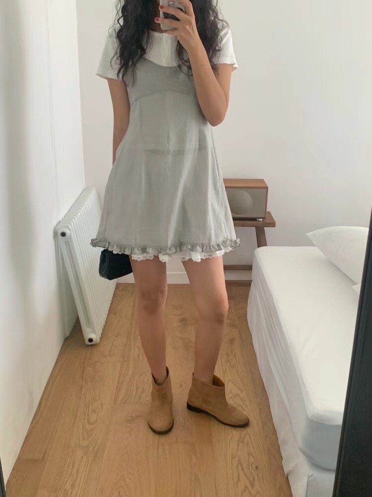 BUNNYFLOWER2東大門㊣代購女裝新款時尚休閑推薦連衣裙透視BUNNYFLOWER2連衣裙
