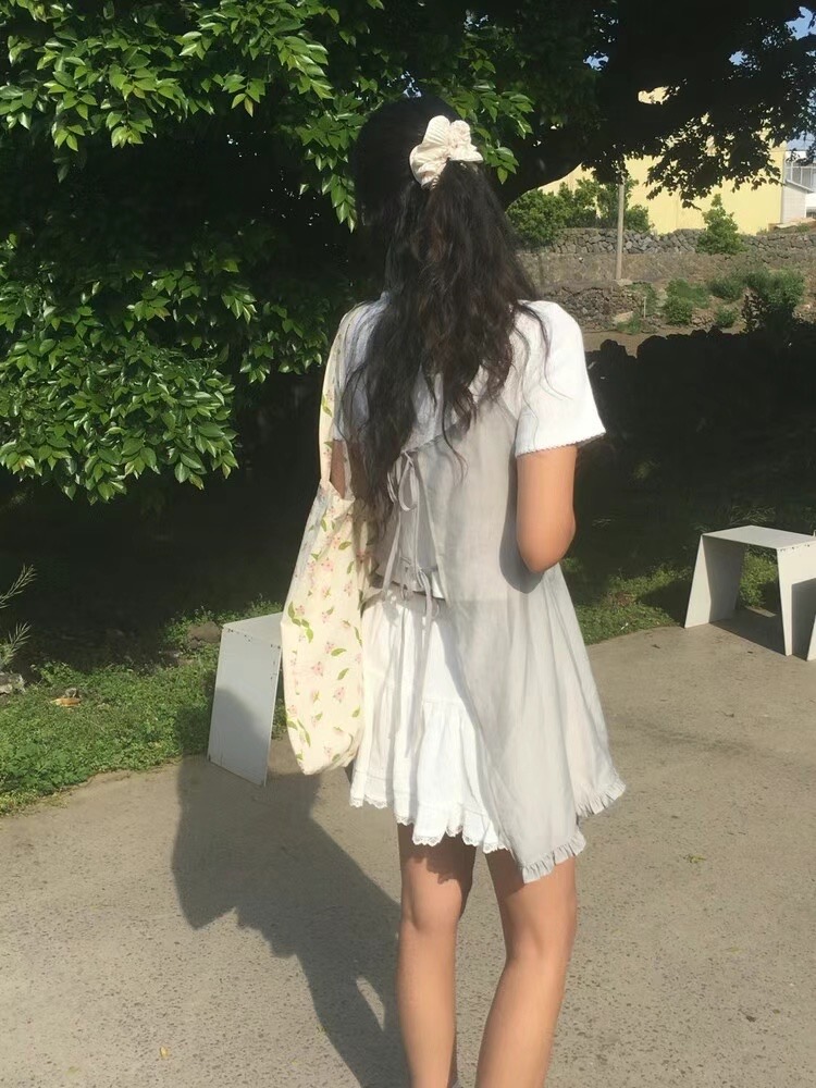 BUNNYFLOWER2東大門㊣代購女裝新款時尚休閑推薦連衣裙透視BUNNYFLOWER2連衣裙