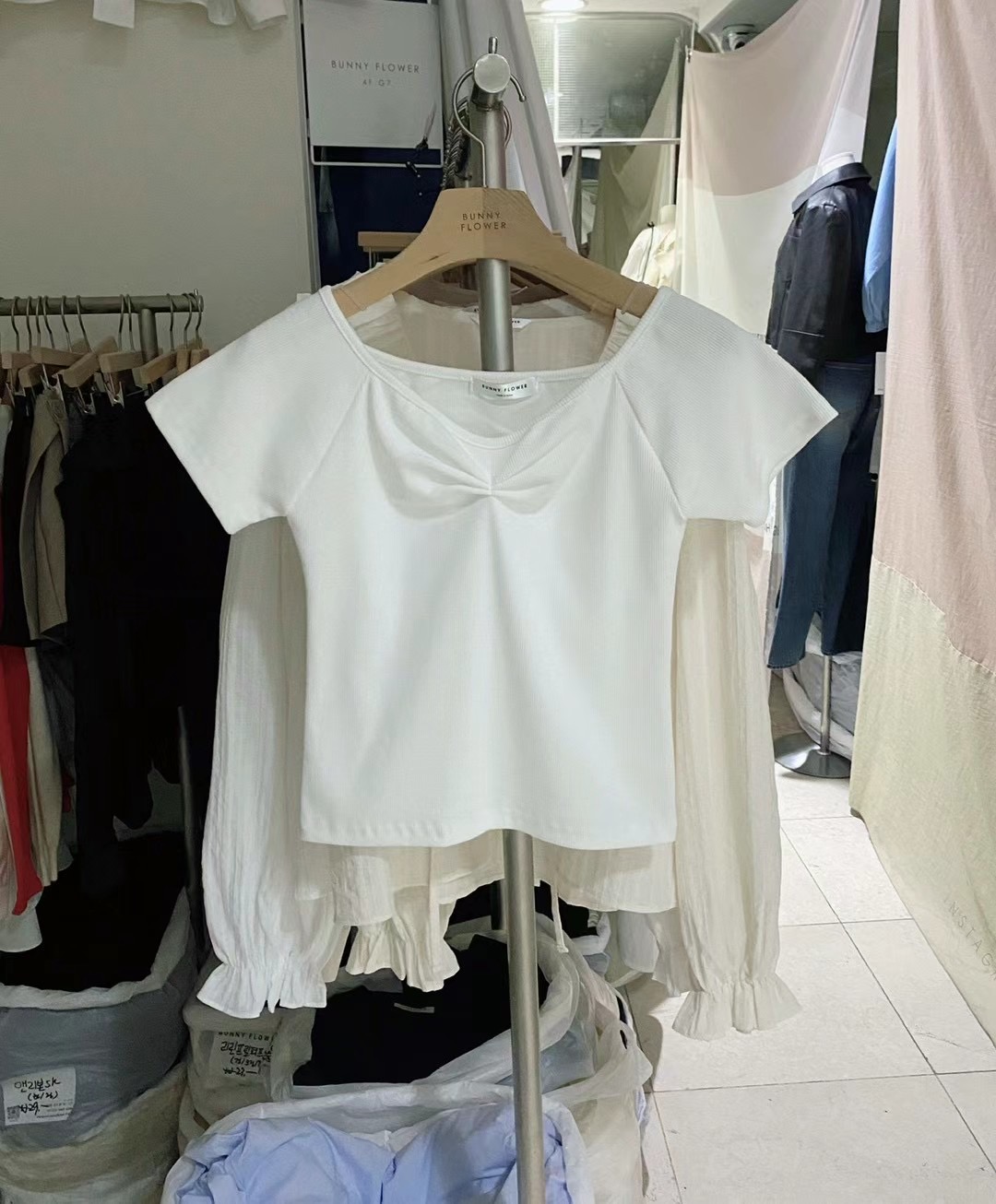 BUNNYFLOWER2東大門㊣實拍女士新品人氣職業25春夏真品休閑T恤BUNNYFLOWER2T恤