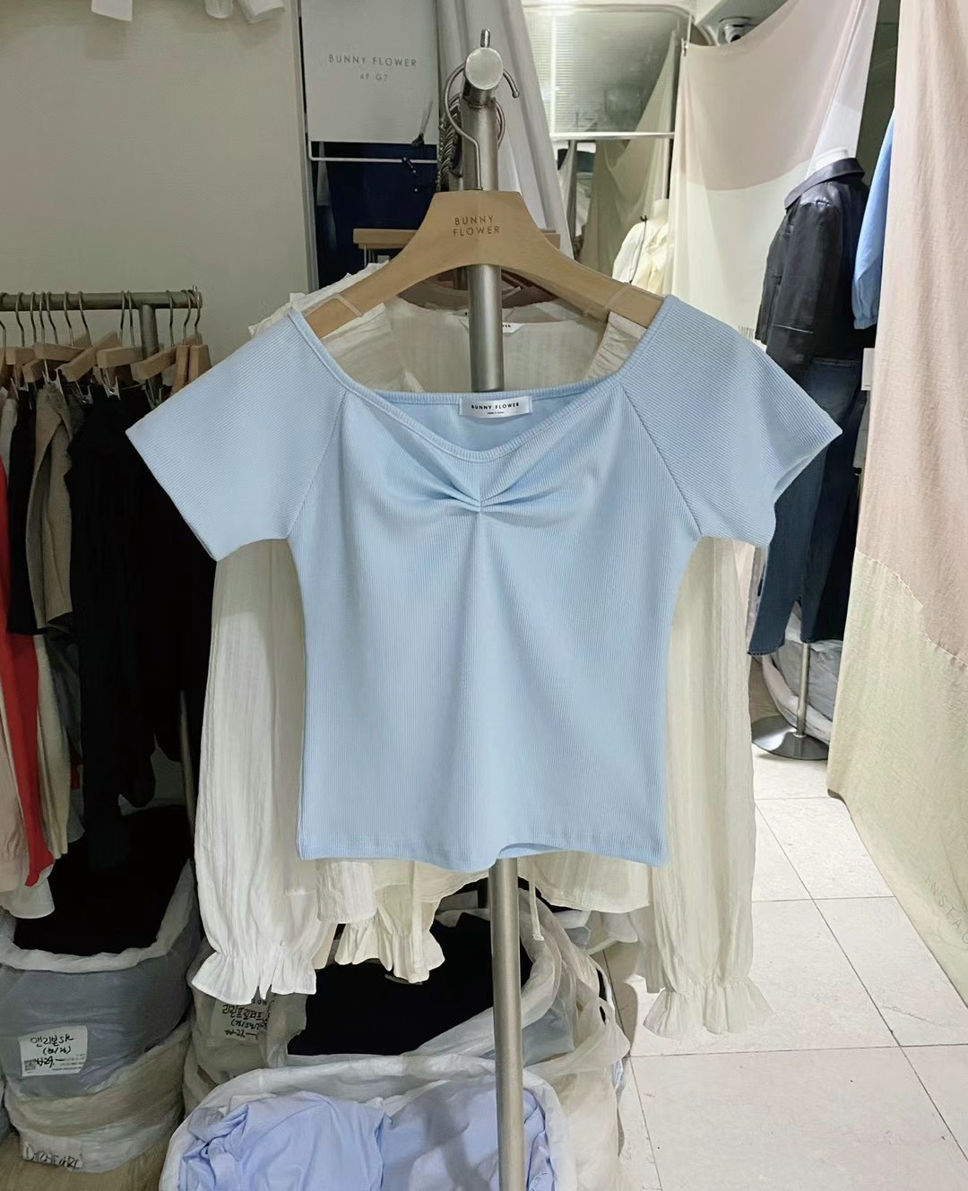 BUNNYFLOWER2東大門㊣實拍女士新品人氣職業25春夏真品休閑T恤BUNNYFLOWER2T恤圖色2