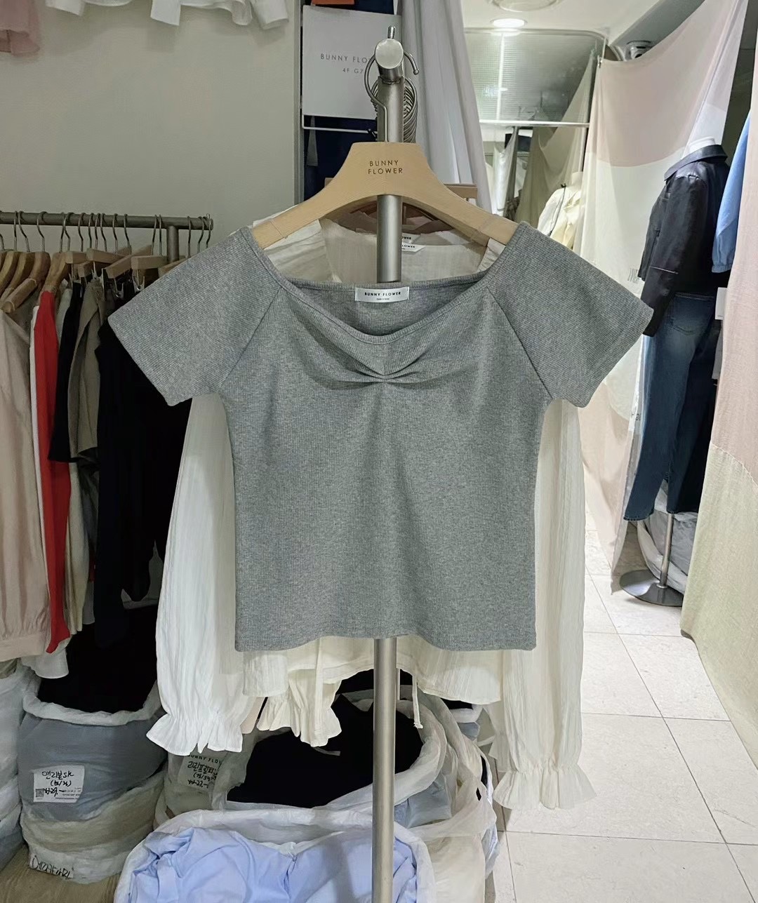 BUNNYFLOWER2東大門㊣實拍女士新品人氣職業25春夏真品休閑T恤BUNNYFLOWER2T恤圖色5