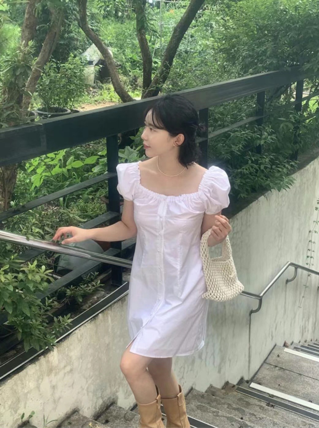 BUNNYFLOWER2韓國代購㊣女士新品真品25春夏職業休閑連衣裙BUNNYFLOWER2連衣裙圖色2