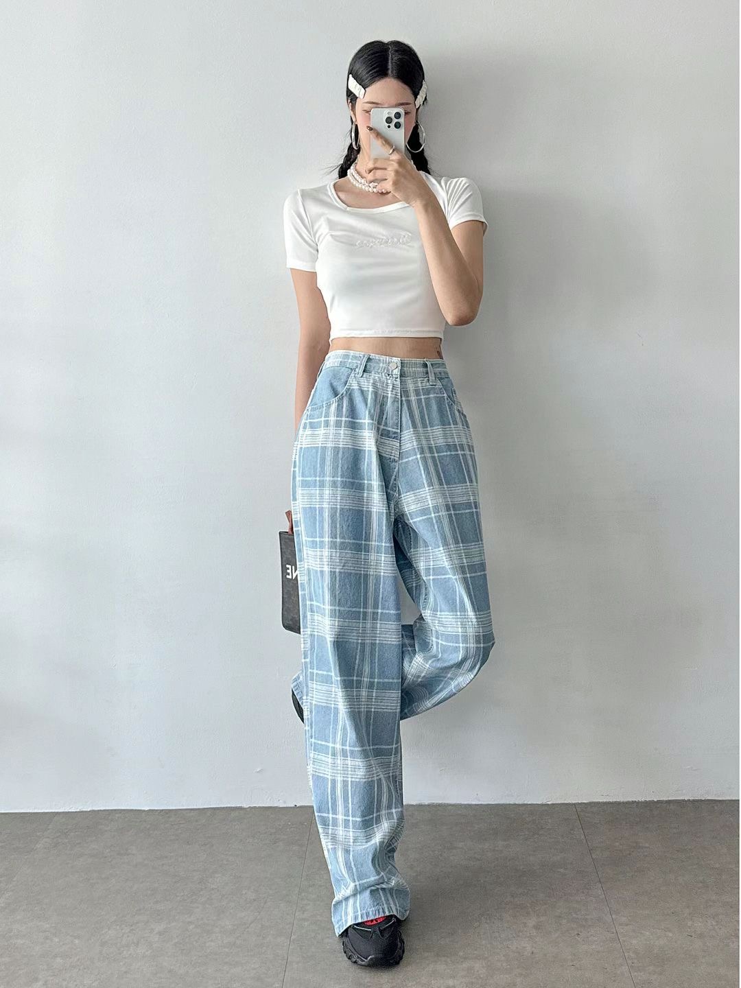 BLOCK韓國代購㊣女士新款職業時尚人氣推薦真品熱賣休閑牛仔褲BLOCK牛仔褲