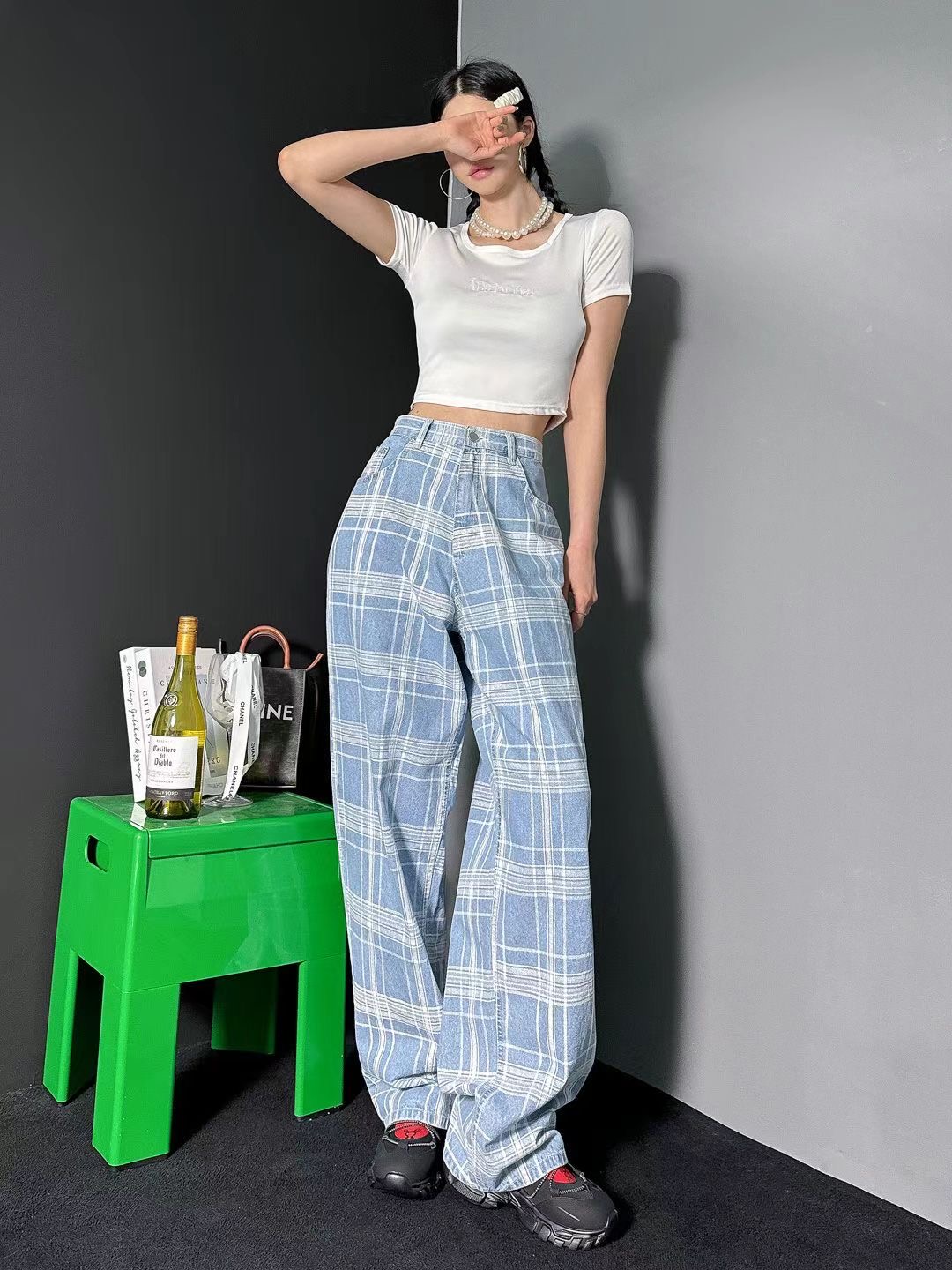 BLOCK韓國代購㊣女士新款職業時尚人氣推薦真品熱賣休閑牛仔褲BLOCK牛仔褲