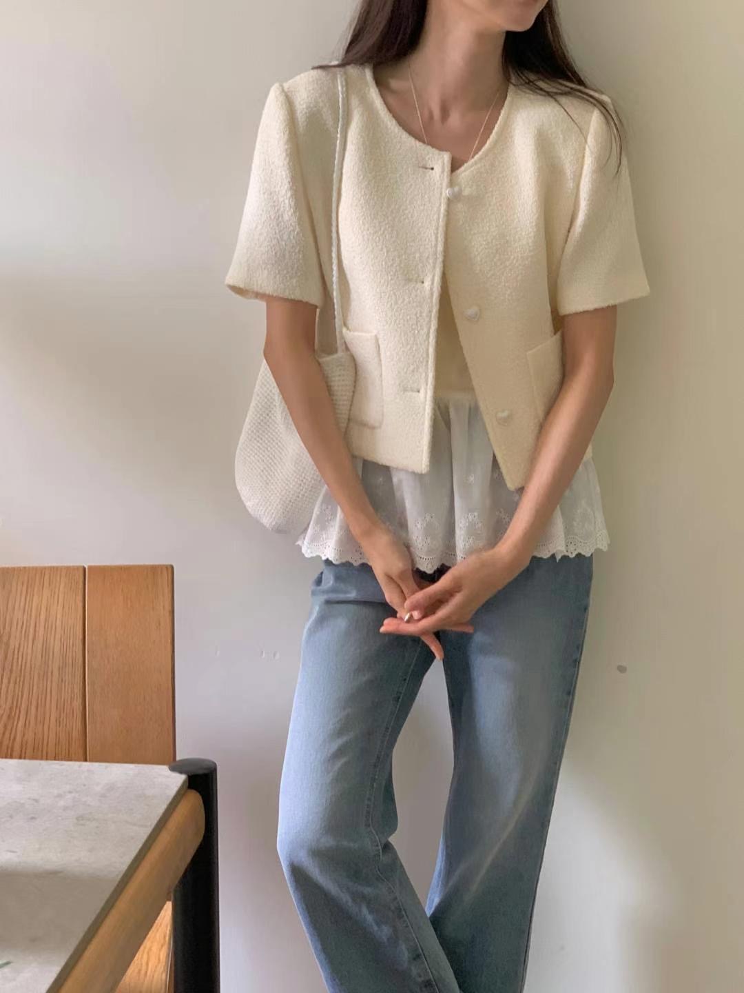 FLUTTER東大門㊣代購女裝新品職業真品人氣熱賣休閑夾克花呢FLUTTER/INOUF夾克圖色2
