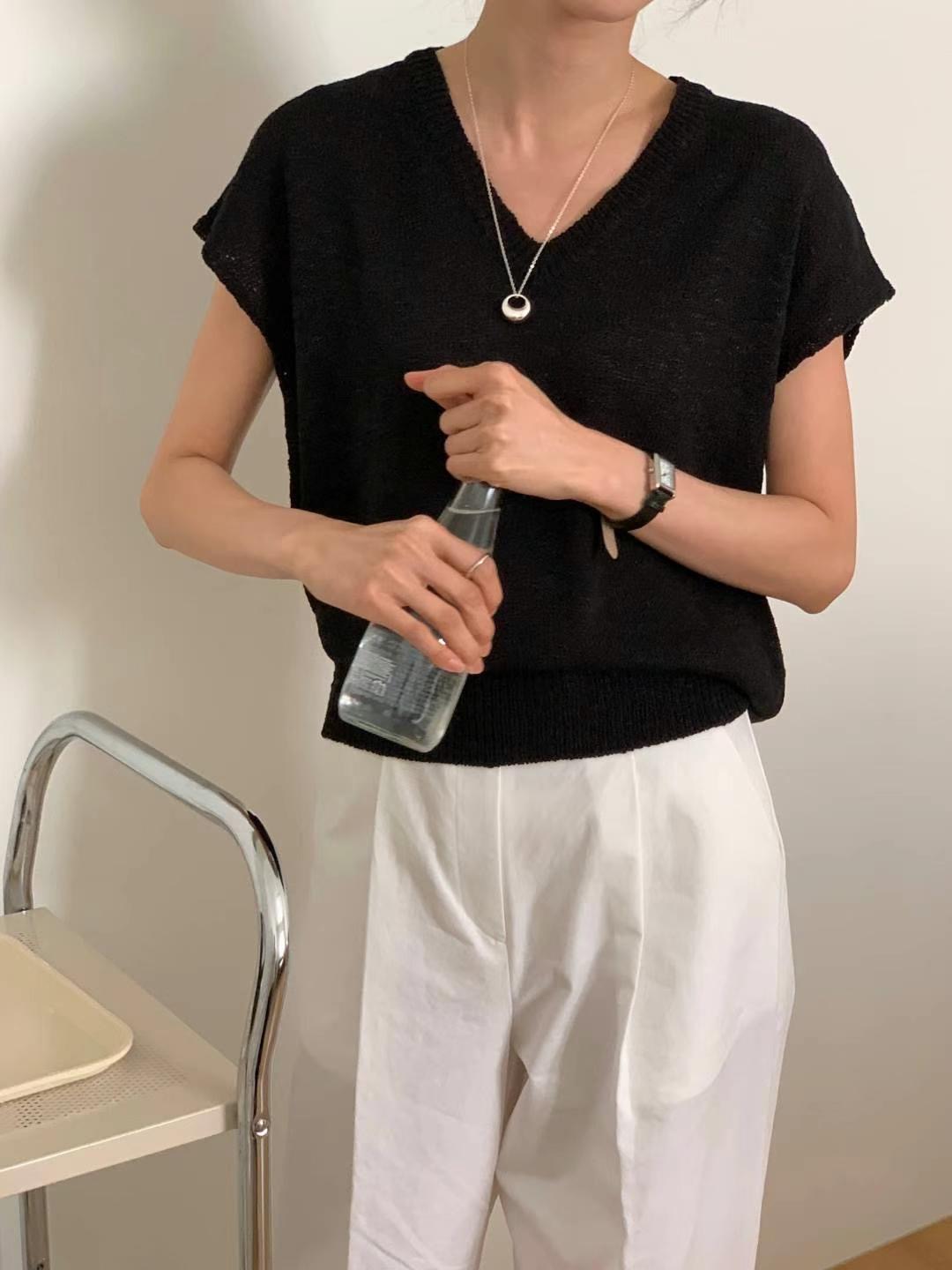 FLUTTER韓國代購㊣女士新款25春夏休閑時尚職業推薦熱賣針織衫FLUTTER/INOUF針織衫