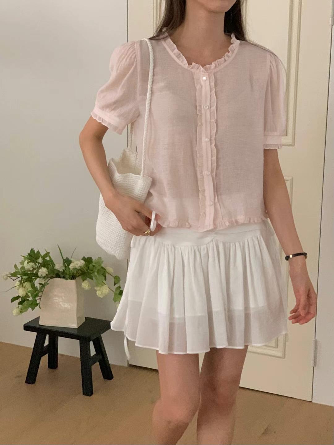 FLUTTER韓國直郵㊣女士新品推薦真品職業休閑人氣襯衫蕾絲衫FLUTTER/INOUF襯衫/蕾絲衫