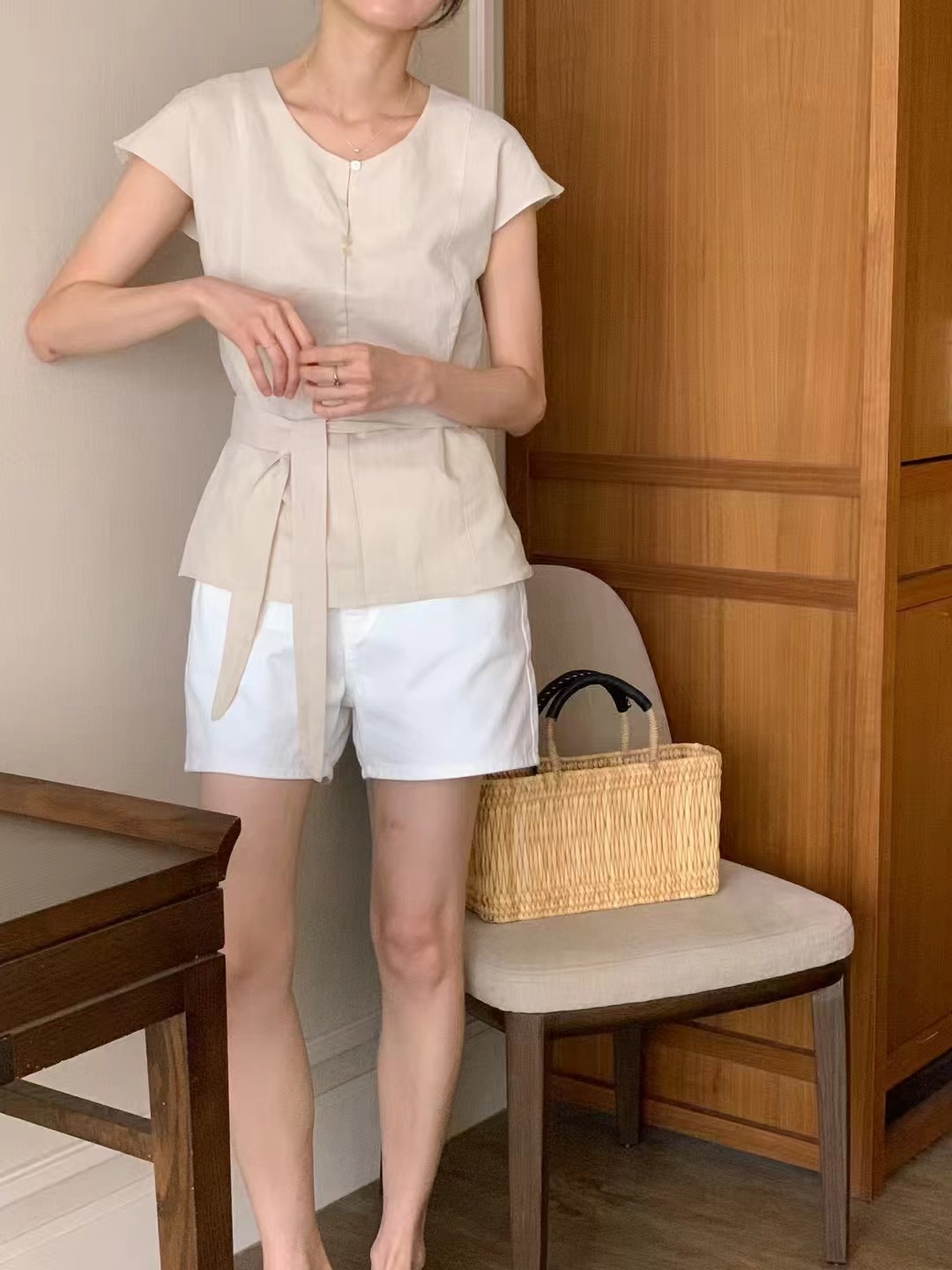 RENOUVEAU東大門㊣代購女士新款25春夏真品職業休閑襯衫蕾絲衫RENOUVEAU襯衫/蕾絲衫