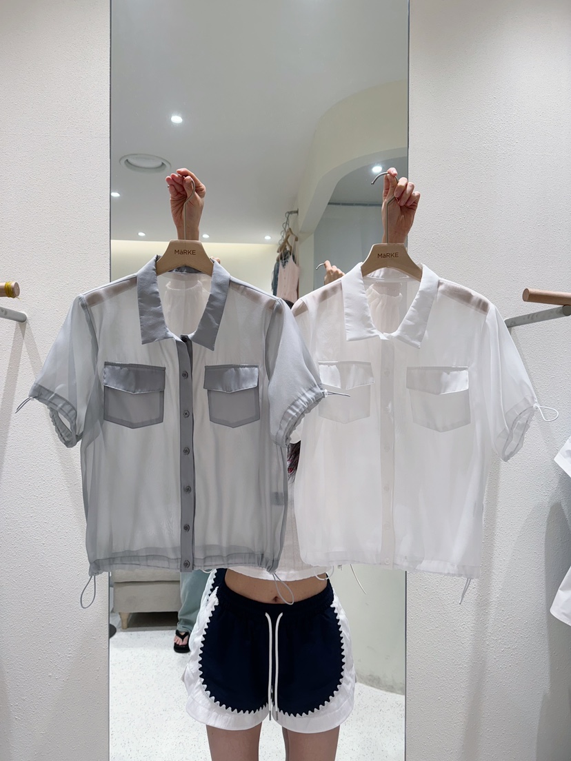 MARKE-P東大門㊣實拍女裝新品人氣25春夏休閑襯衫蕾絲衫透視MARKE-P襯衫/蕾絲衫