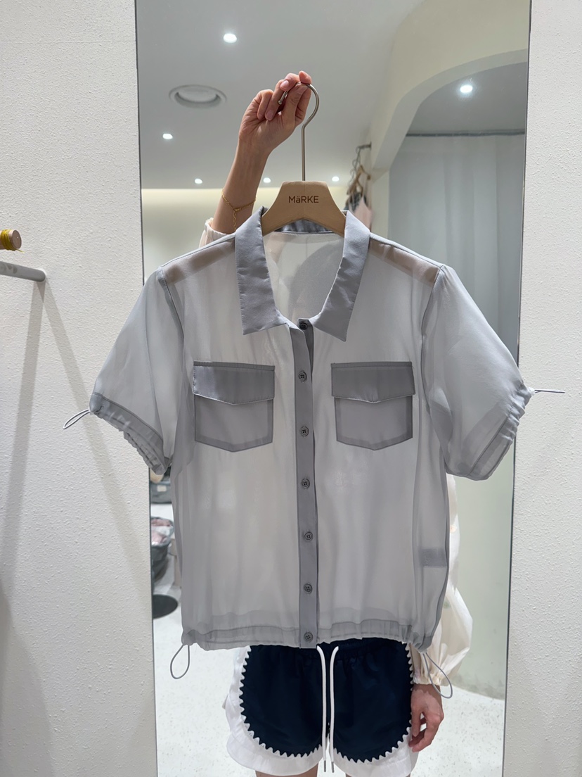 MARKE-P東大門㊣實拍女裝新品人氣25春夏休閑襯衫蕾絲衫透視MARKE-P襯衫/蕾絲衫