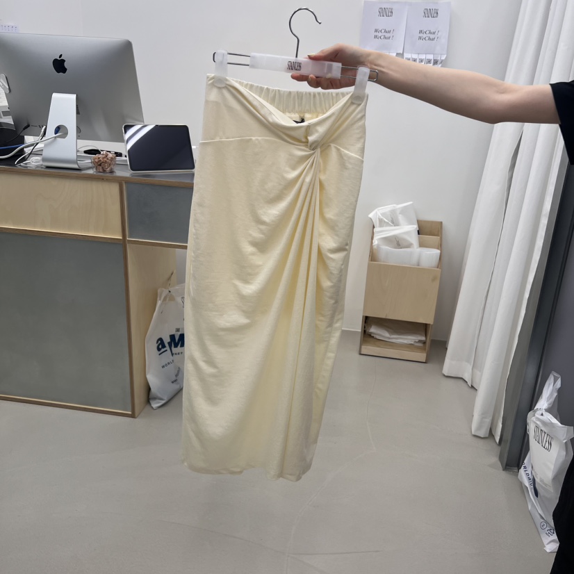 STAINLESS韓國代購㊣女裝新品職業休閑時尚半身裙中短裙亞麻STAINLESS半身裙/中短裙