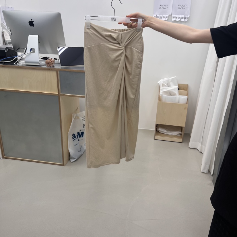 STAINLESS韓國代購㊣女裝新品職業休閑時尚半身裙中短裙亞麻STAINLESS半身裙/中短裙圖色2