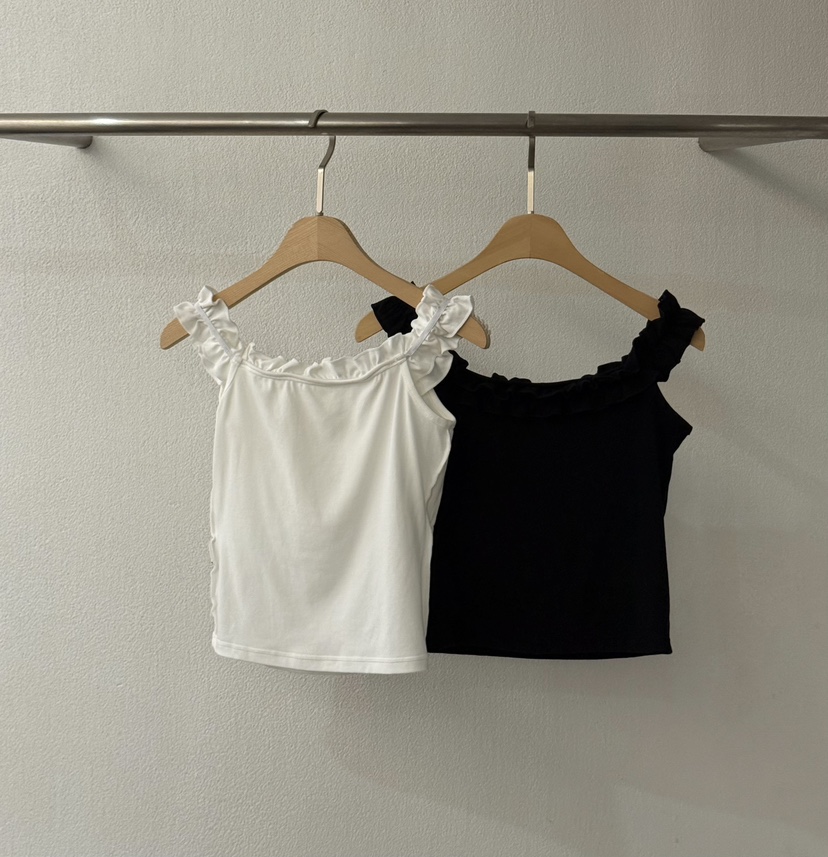 TWENTY FOUR SEVEN24-7韓國代購㊣女裝新款25春夏吊帶背心荷葉邊TEWNTY FOUR SEVEN24-7吊帶/背心