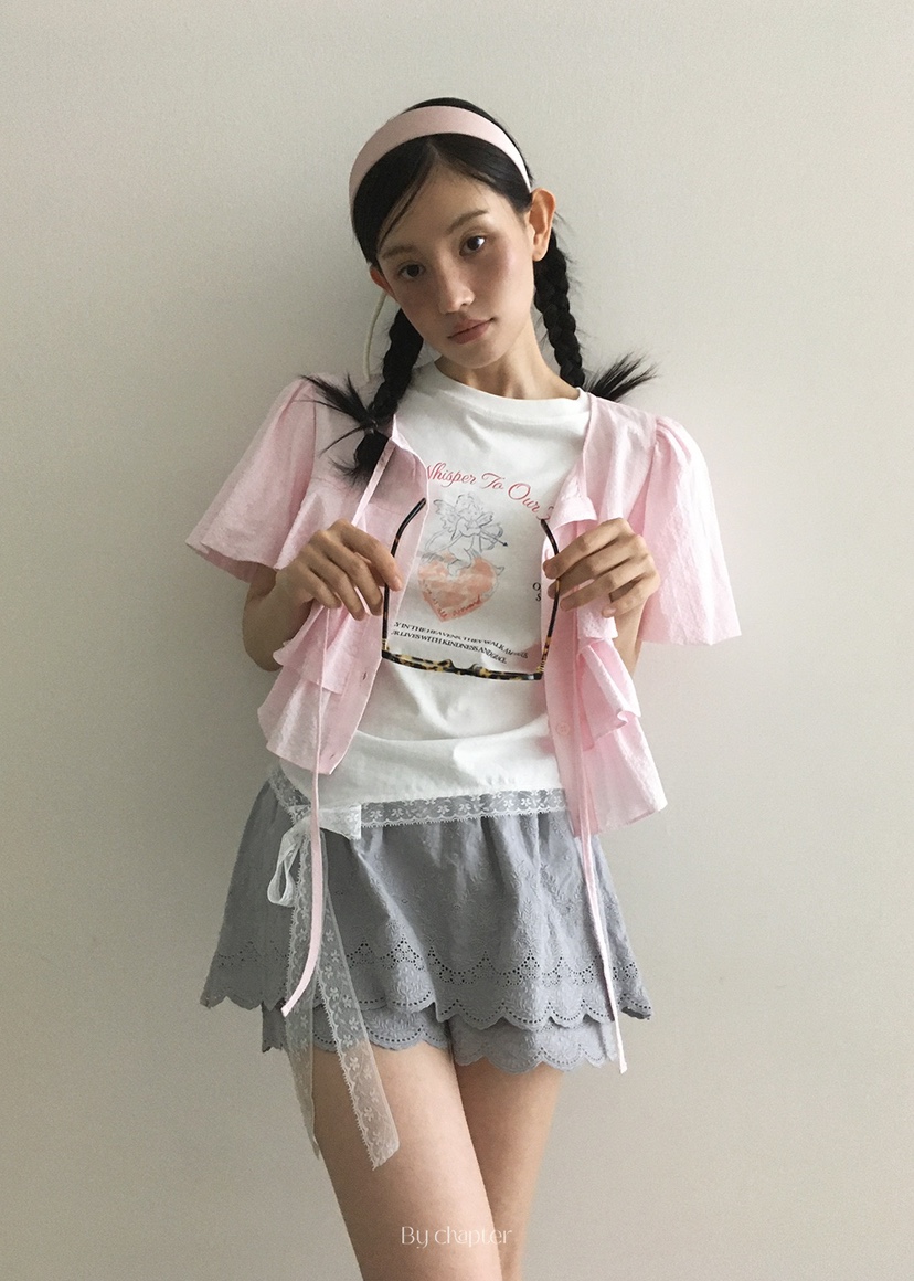BY CHAPTER東大門㊣直郵女裝新款推薦25春夏真品職業T恤蕾絲ChapterT恤
