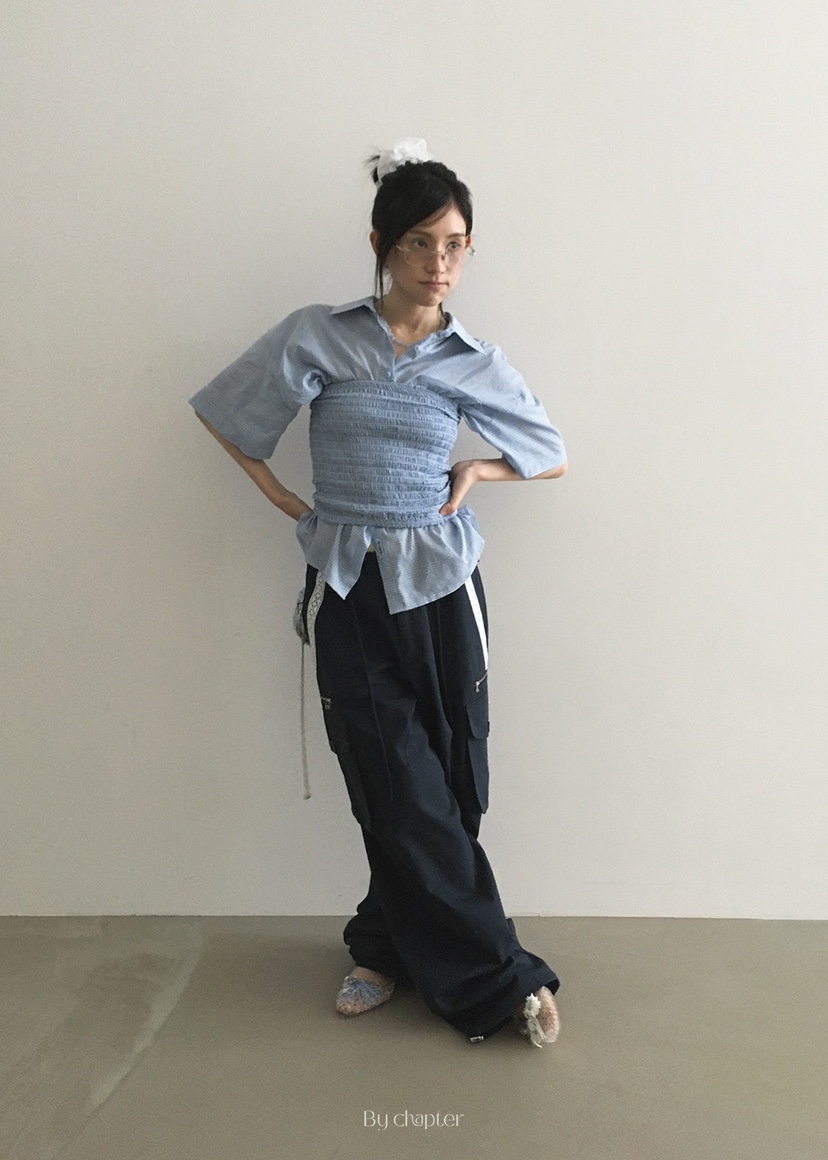 BY CHAPTER韓國代購㊣女裝新款真品熱賣推薦休閑休閑褲口袋Chapter休閑褲