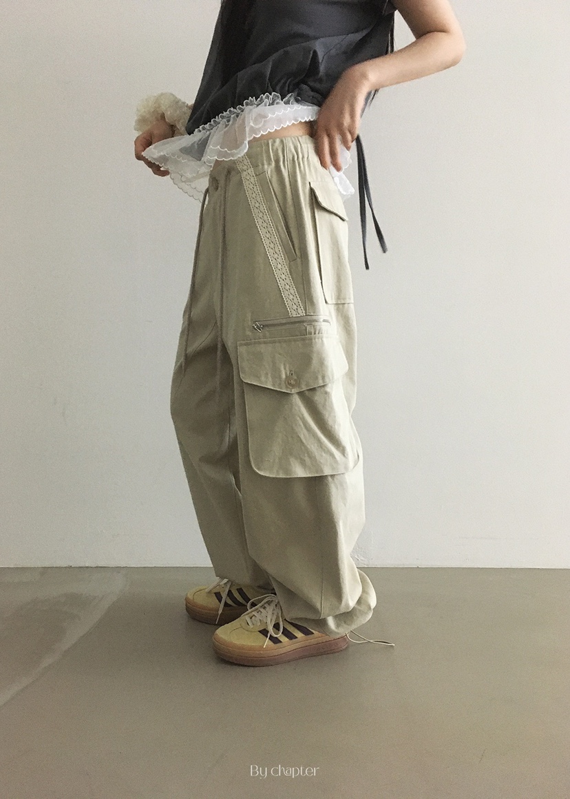 BY CHAPTER韓國代購㊣女裝新款真品熱賣推薦休閑休閑褲口袋Chapter休閑褲