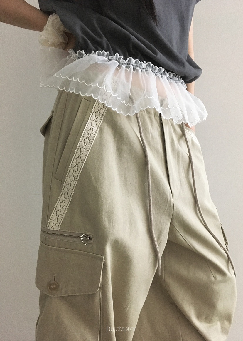 BY CHAPTER韓國代購㊣女裝新款真品熱賣推薦休閑休閑褲口袋Chapter休閑褲