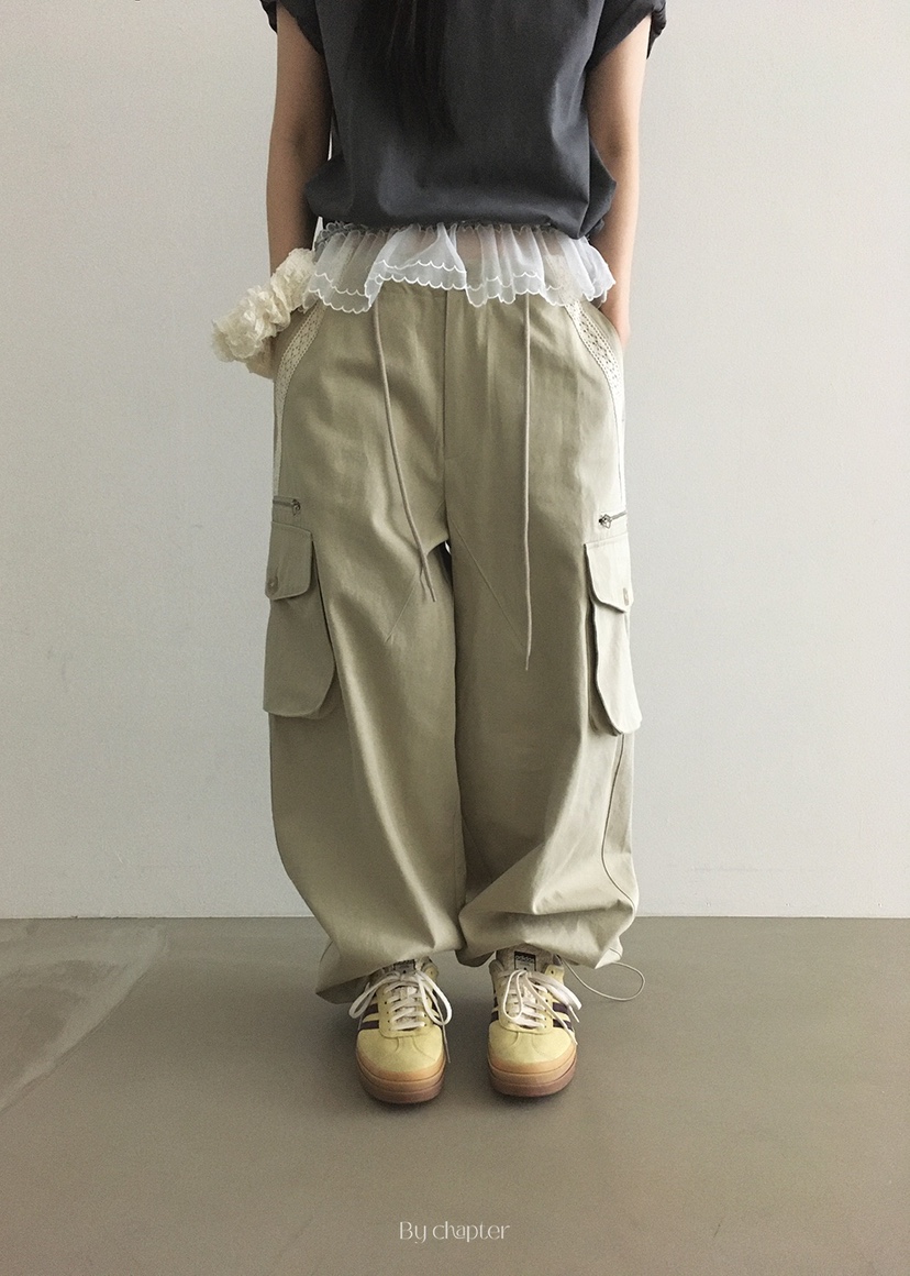 BY CHAPTER韓國代購㊣女裝新款真品熱賣推薦休閑休閑褲口袋Chapter休閑褲