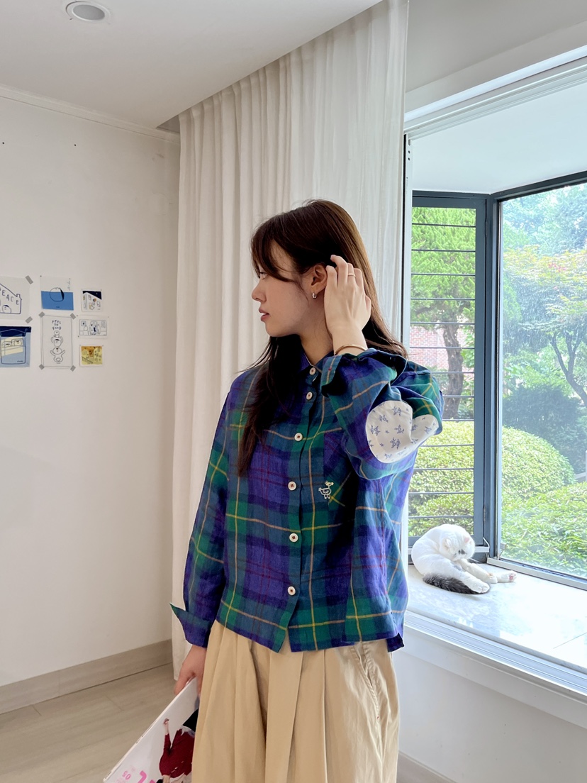 AT NOTE韓國代購㊣女裝新款職業熱賣25春夏襯衫蕾絲衫格紋亞麻AT NOTE襯衫/蕾絲衫