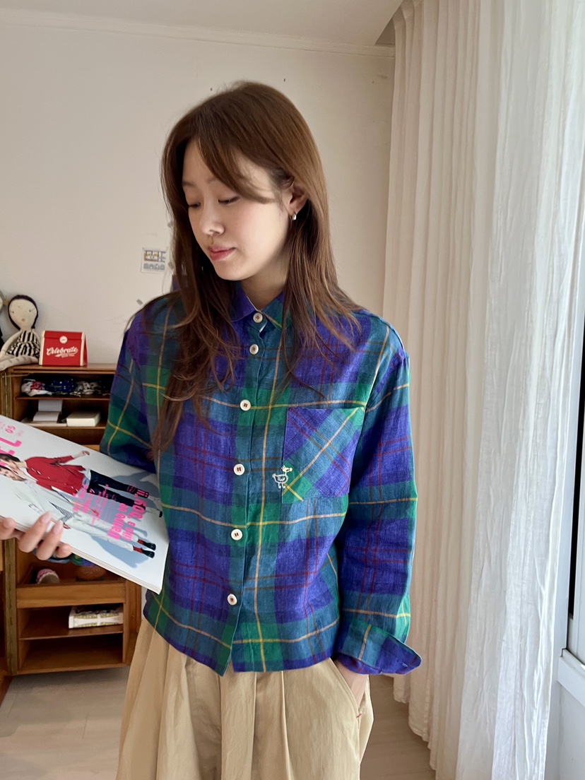 AT NOTE韓國代購㊣女裝新款職業熱賣25春夏襯衫蕾絲衫格紋亞麻AT NOTE襯衫/蕾絲衫