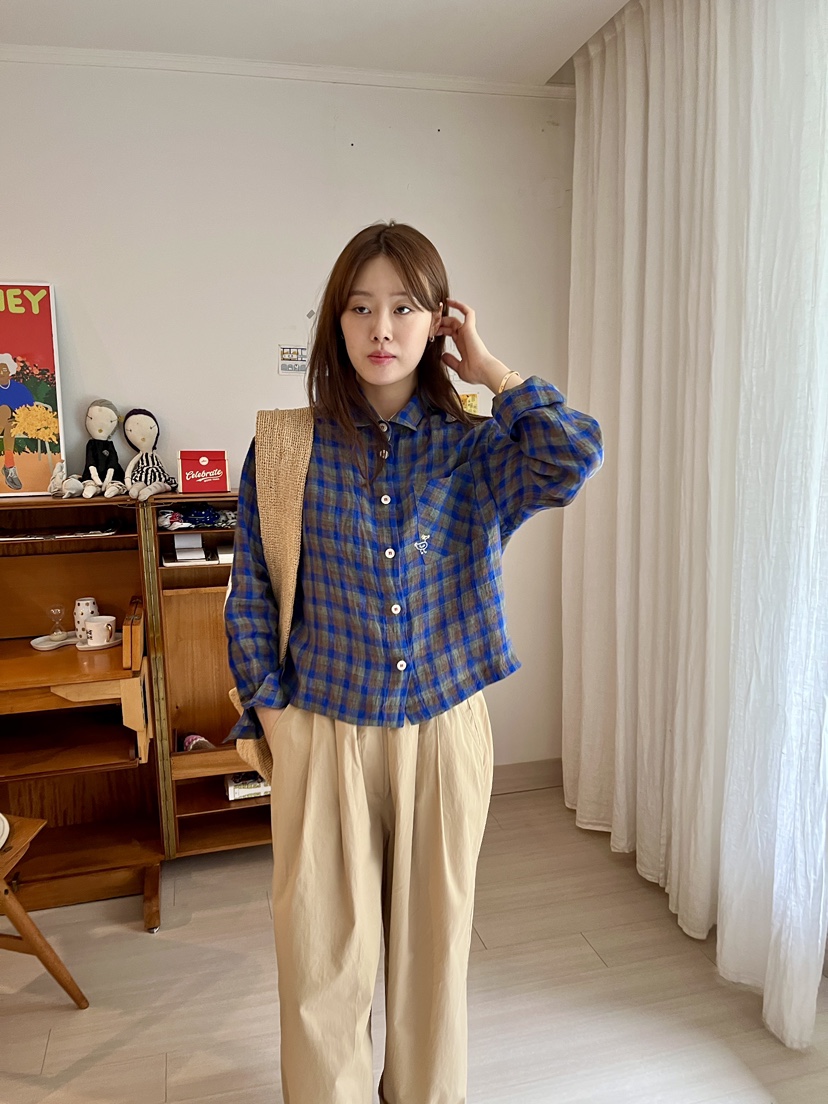 AT NOTE韓國代購㊣女裝新款職業熱賣25春夏襯衫蕾絲衫格紋亞麻AT NOTE襯衫/蕾絲衫