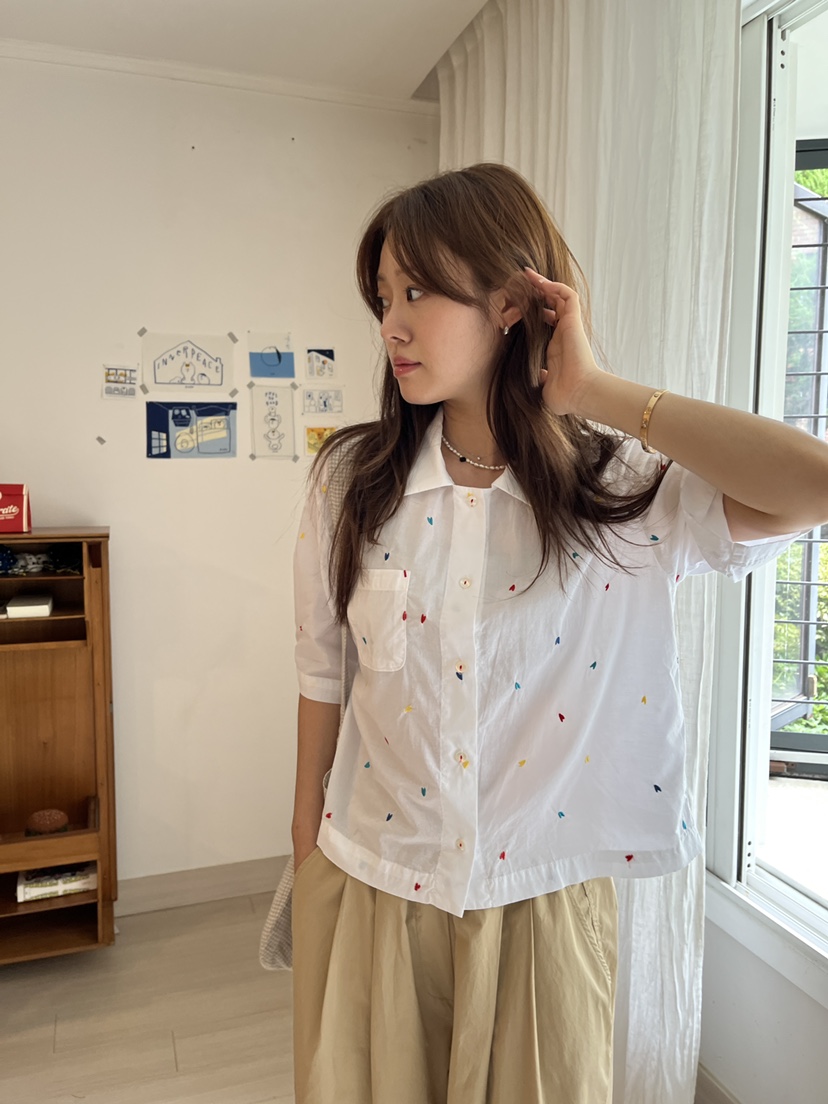 AT NOTE東大門㊣直郵女士新品真品職業25春夏襯衫蕾絲衫刺繡AT NOTE襯衫/蕾絲衫