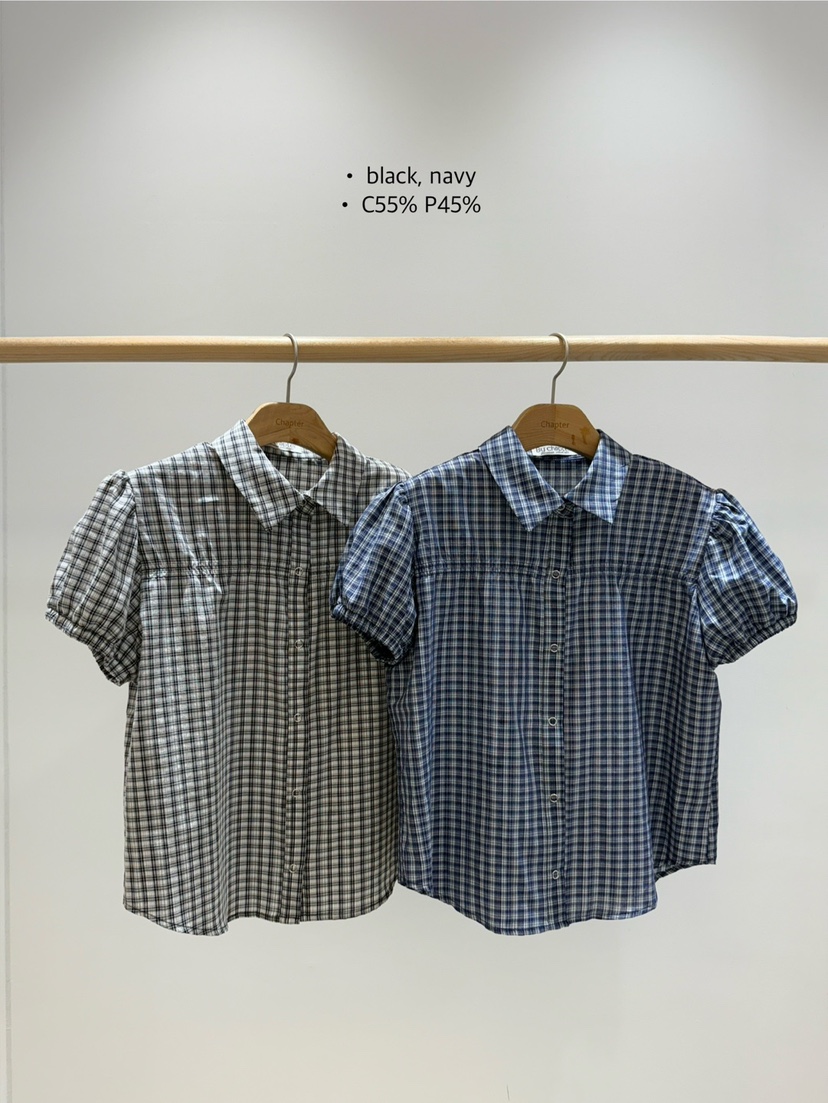 BY CHAPTER韓國代購㊣女裝新品真品25春夏職業襯衫蕾絲衫格紋Chapter襯衫/蕾絲衫