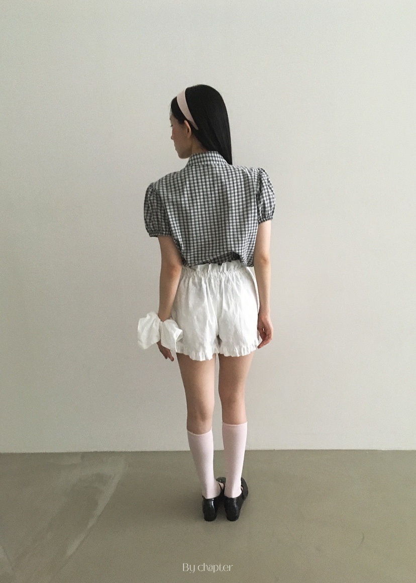 BY CHAPTER韓國代購㊣女裝新品真品25春夏職業襯衫蕾絲衫格紋Chapter襯衫/蕾絲衫