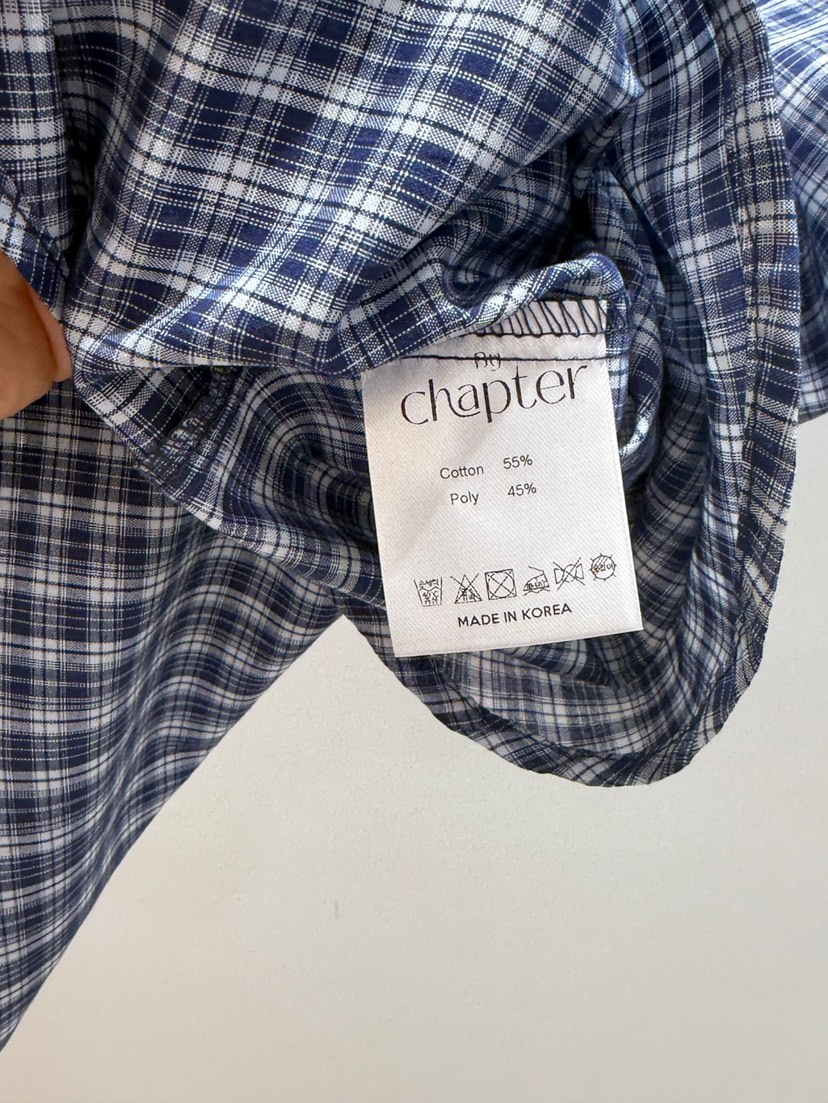 BY CHAPTER韓國代購㊣女裝新品真品25春夏職業襯衫蕾絲衫格紋Chapter襯衫/蕾絲衫