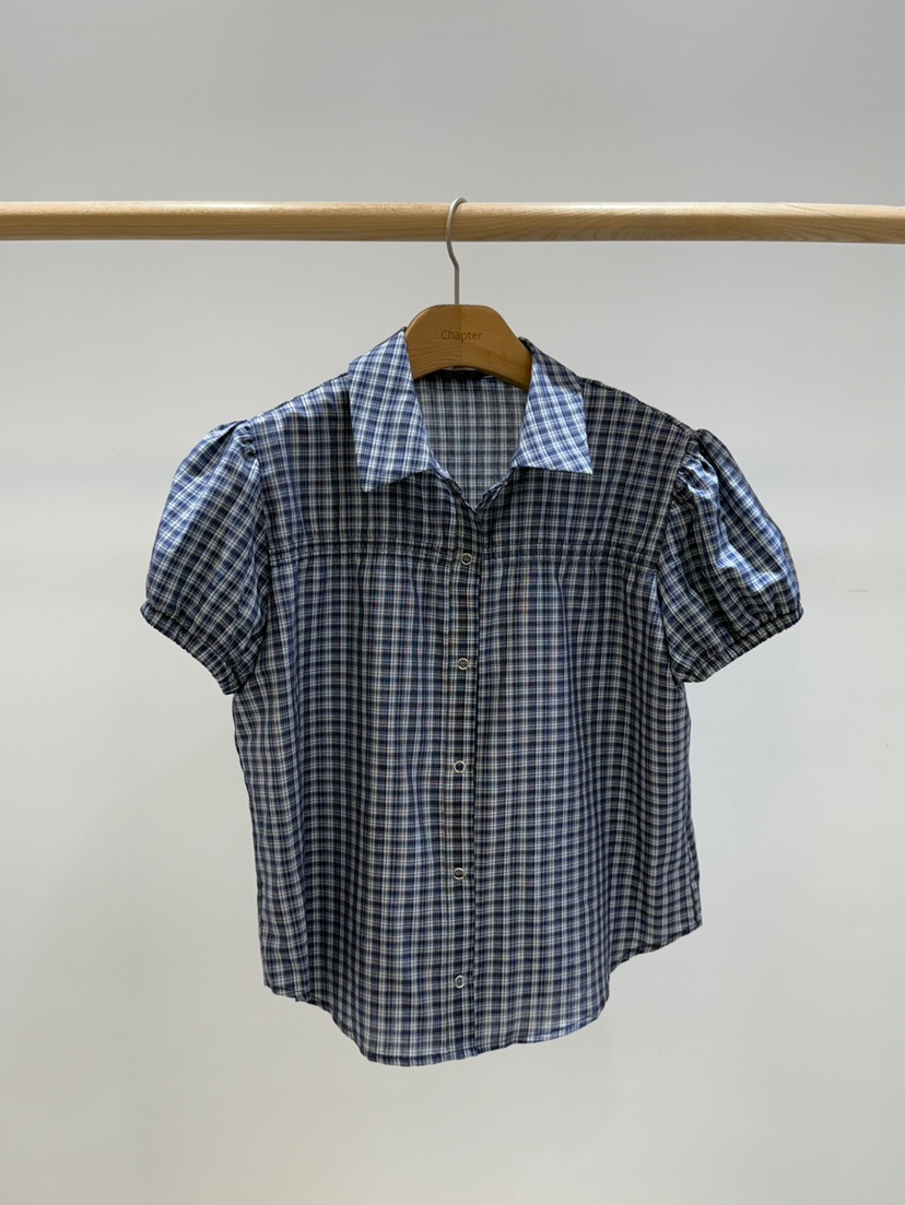 BY CHAPTER韓國代購㊣女裝新品真品25春夏職業襯衫蕾絲衫格紋Chapter襯衫/蕾絲衫