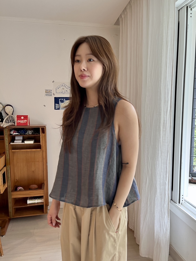 AT NOTE韓國代購㊣女士新款真品人氣休閑吊帶背心亞麻紐扣AT NOTE吊帶/背心