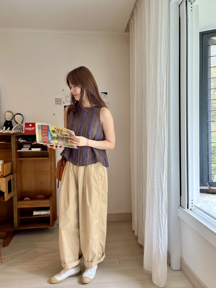 AT NOTE韓國代購㊣女士新款真品人氣休閑吊帶背心亞麻紐扣AT NOTE吊帶/背心