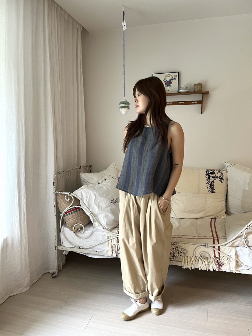 AT NOTE韓國代購㊣女士新款真品人氣休閑吊帶背心亞麻紐扣AT NOTE吊帶/背心