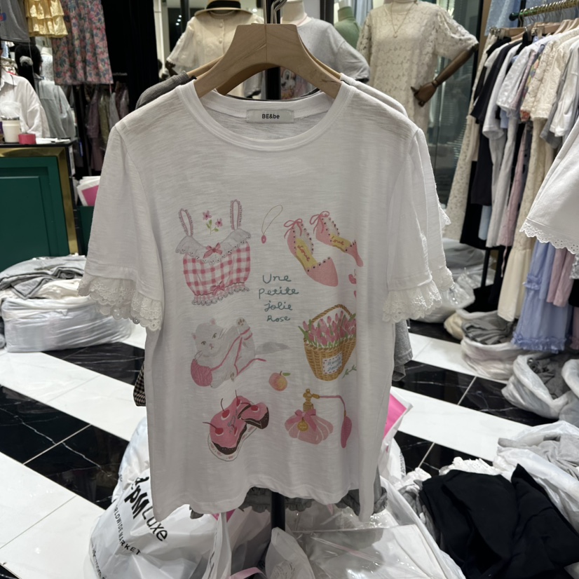 BE&amp;BE東大門㊣直郵女裝新款熱賣25春夏真品推薦休閑T恤BE&beT恤圖色1