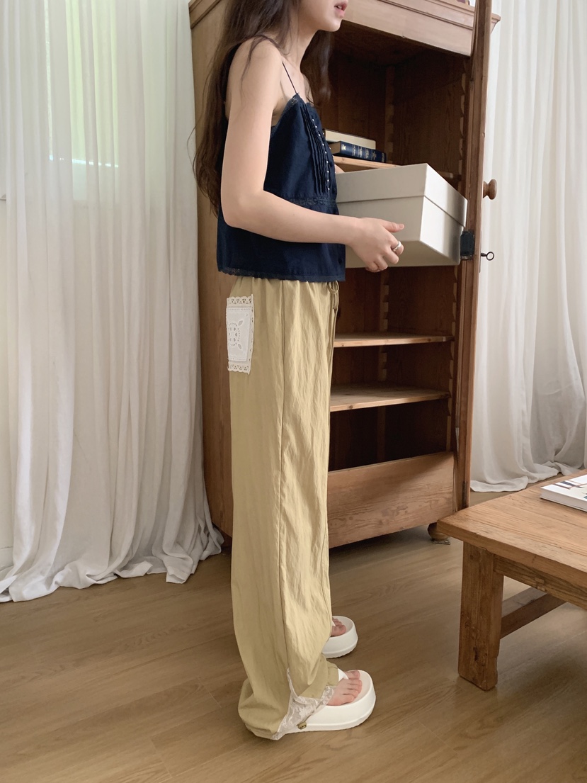 JKICHI東大門㊣代購女士新品真品25春夏時尚休閑褲口袋蕾絲JKICHI休閑褲