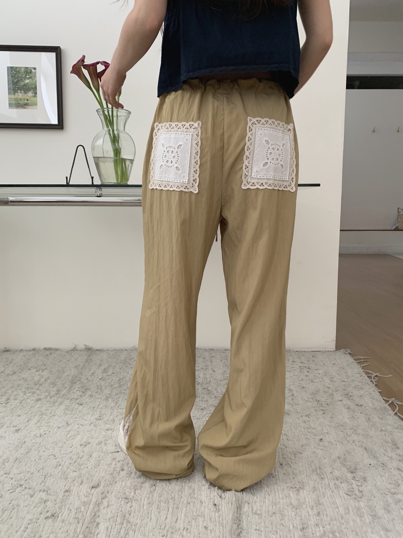 JKICHI東大門㊣代購女士新品真品25春夏時尚休閑褲口袋蕾絲JKICHI休閑褲