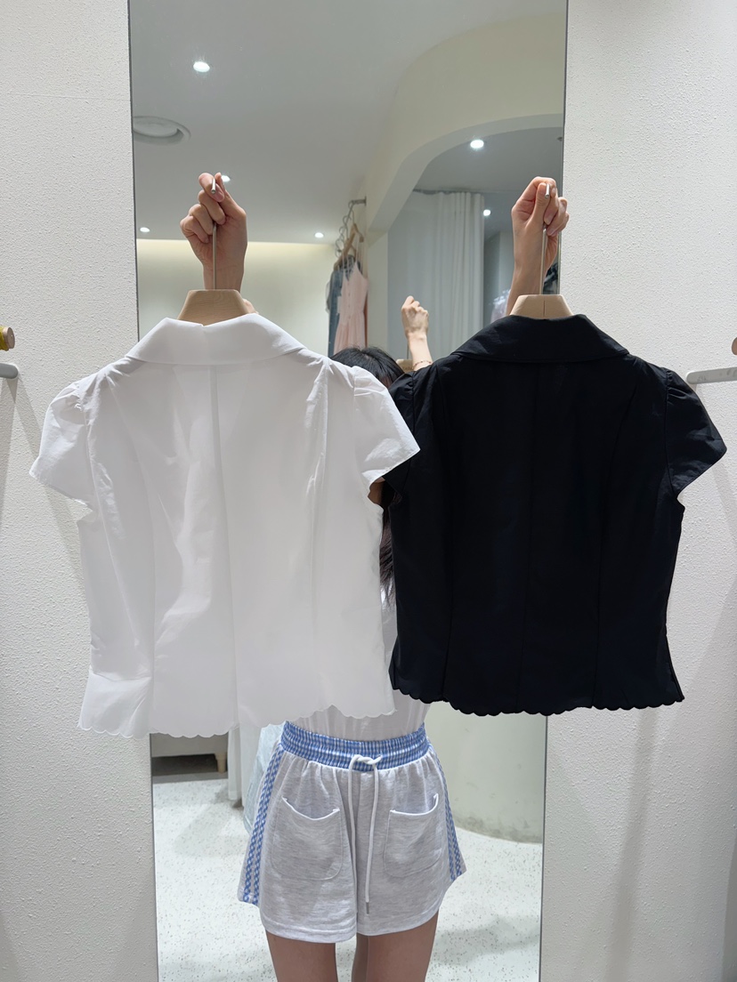 MARKE-P韓國代購㊣女士新款25春夏真品人氣襯衫蕾絲衫刺繡MARKE-P襯衫/蕾絲衫