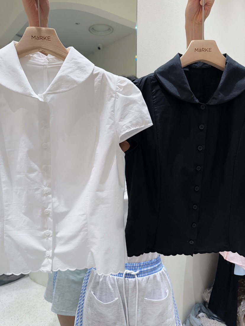 MARKE-P韓國代購㊣女士新款25春夏真品人氣襯衫蕾絲衫刺繡MARKE-P襯衫/蕾絲衫