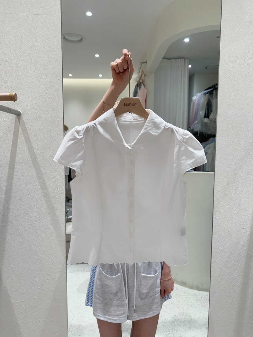 MARKE-P韓國代購㊣女士新款25春夏真品人氣襯衫蕾絲衫刺繡MARKE-P襯衫/蕾絲衫