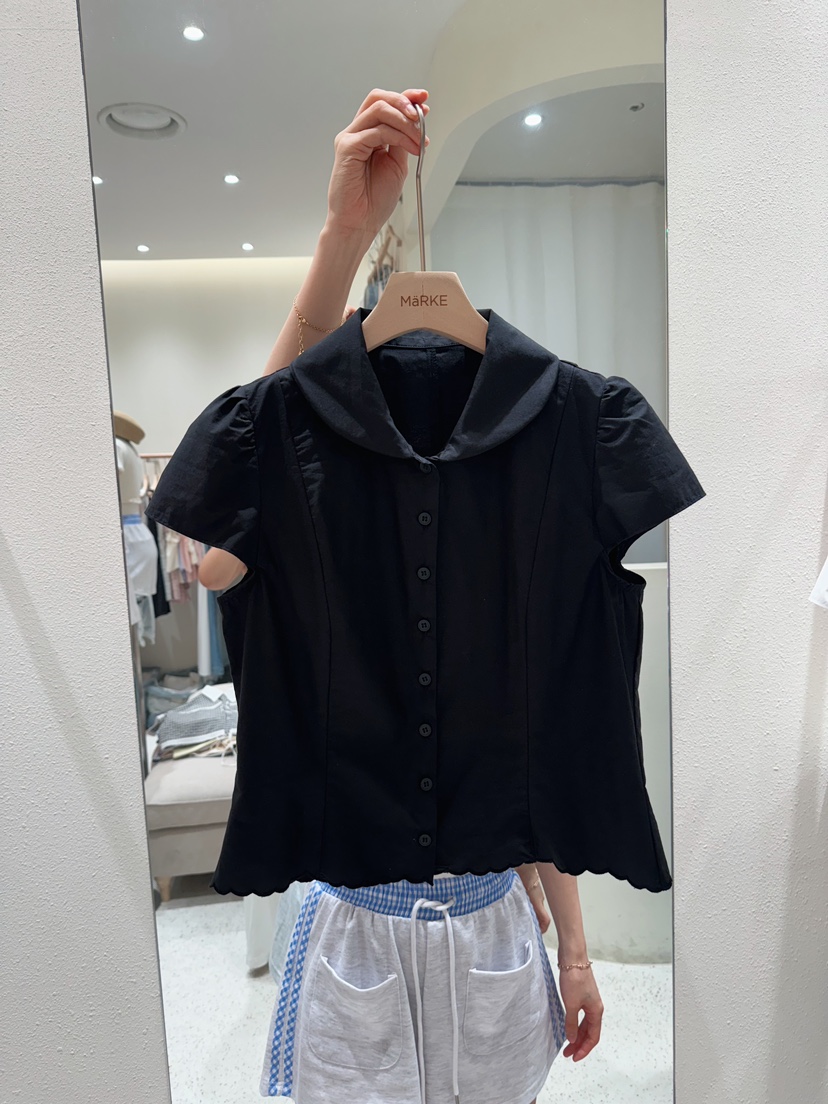 MARKE-P韓國代購㊣女士新款25春夏真品人氣襯衫蕾絲衫刺繡MARKE-P襯衫/蕾絲衫圖色2