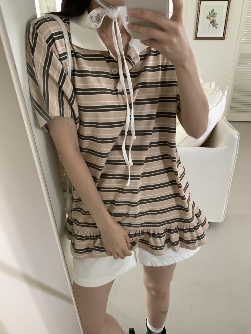 FRILL-T韓國代購㊣女裝新品人氣時尚職業推薦休閑熱賣真品T恤FRILL-TT恤
