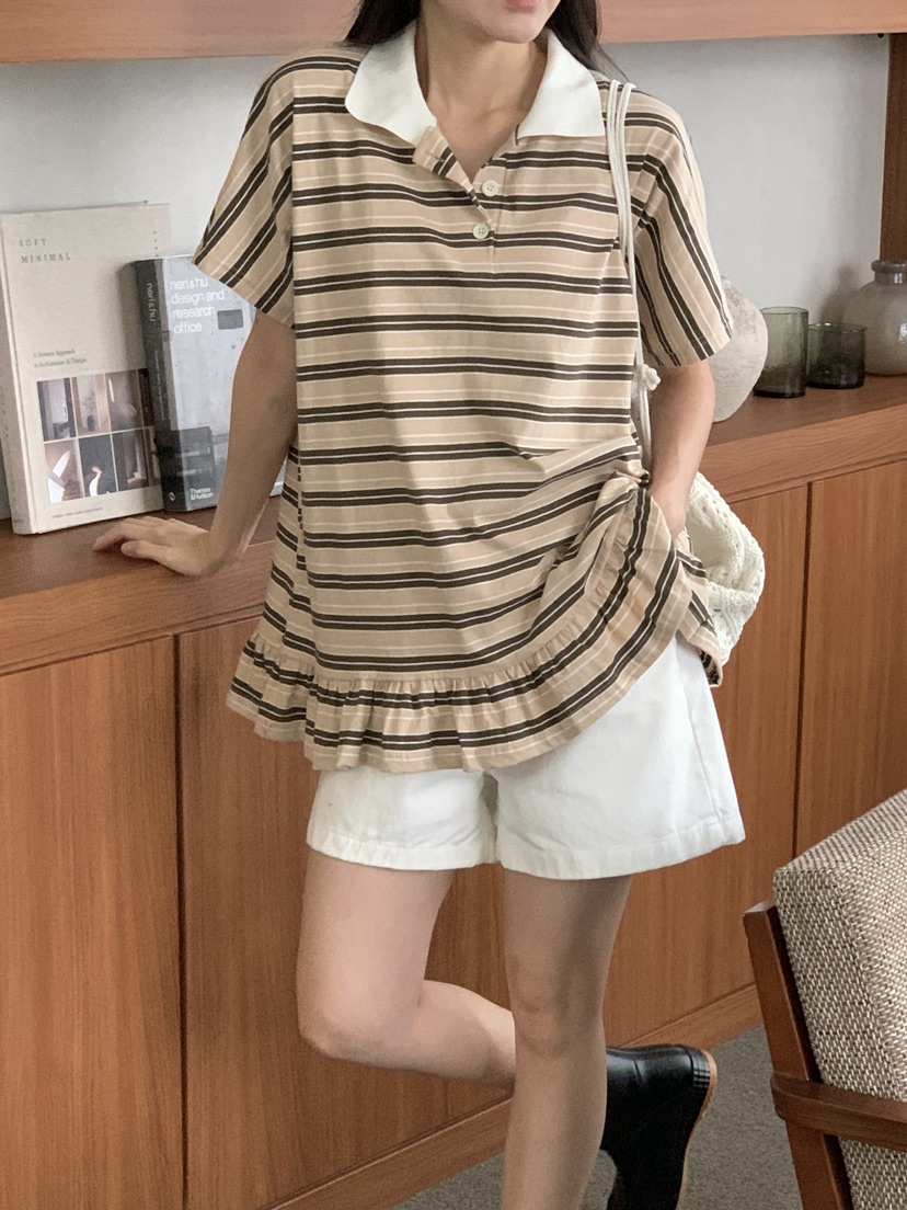 FRILL-T韓國代購㊣女裝新品人氣時尚職業推薦休閑熱賣真品T恤FRILL-TT恤
