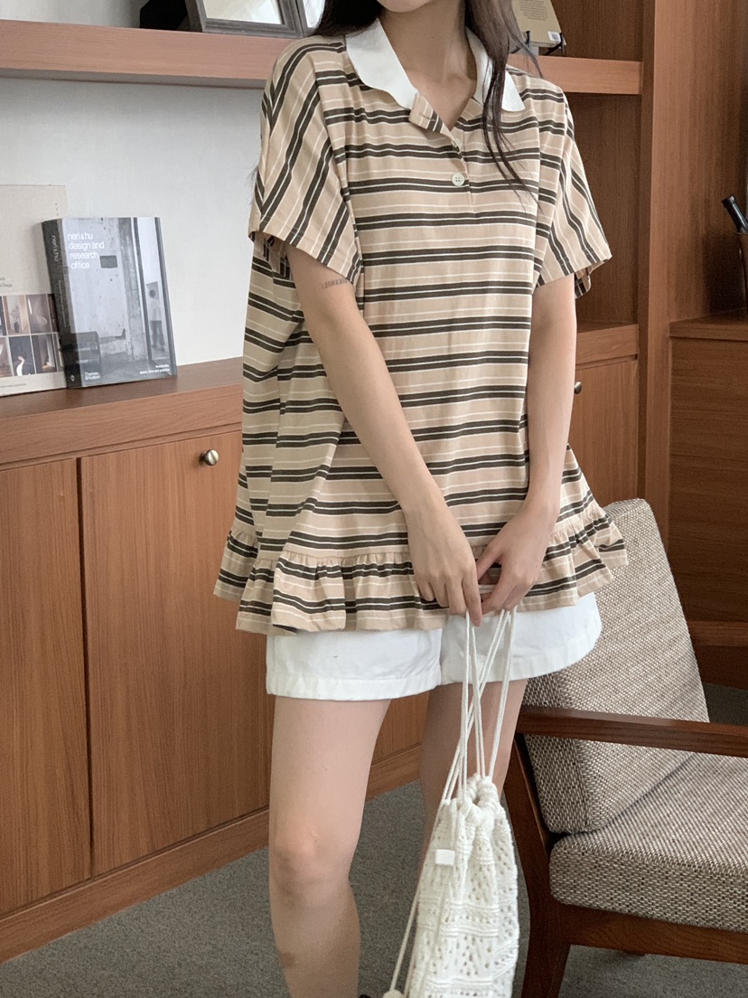 FRILL-T韓國代購㊣女裝新品人氣時尚職業推薦休閑熱賣真品T恤FRILL-TT恤