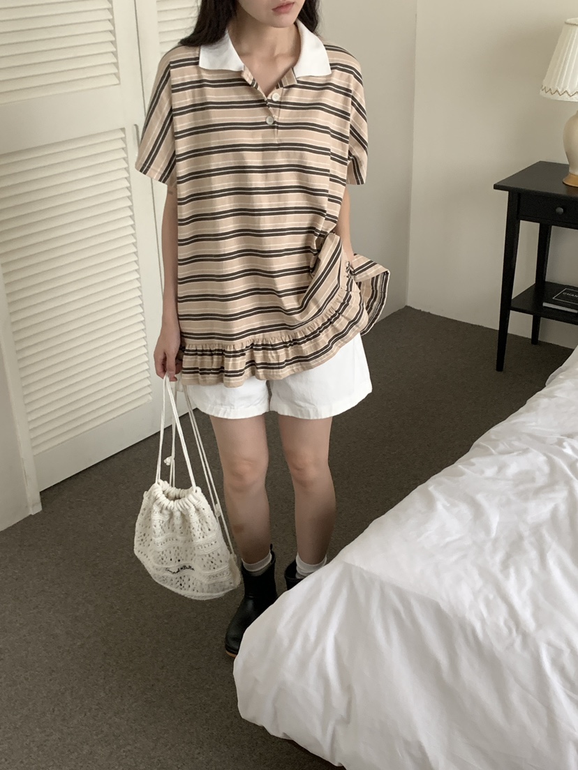 FRILL-T韓國代購㊣女裝新品人氣時尚職業推薦休閑熱賣真品T恤FRILL-TT恤