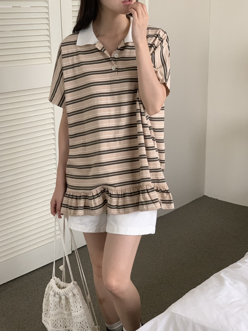 FRILL-T韓國代購㊣女裝新品人氣時尚職業推薦休閑熱賣真品T恤FRILL-TT恤