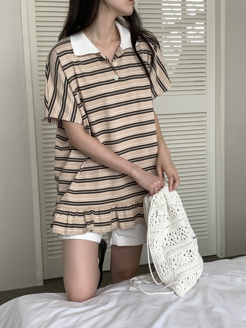 FRILL-T韓國代購㊣女裝新品人氣時尚職業推薦休閑熱賣真品T恤FRILL-TT恤