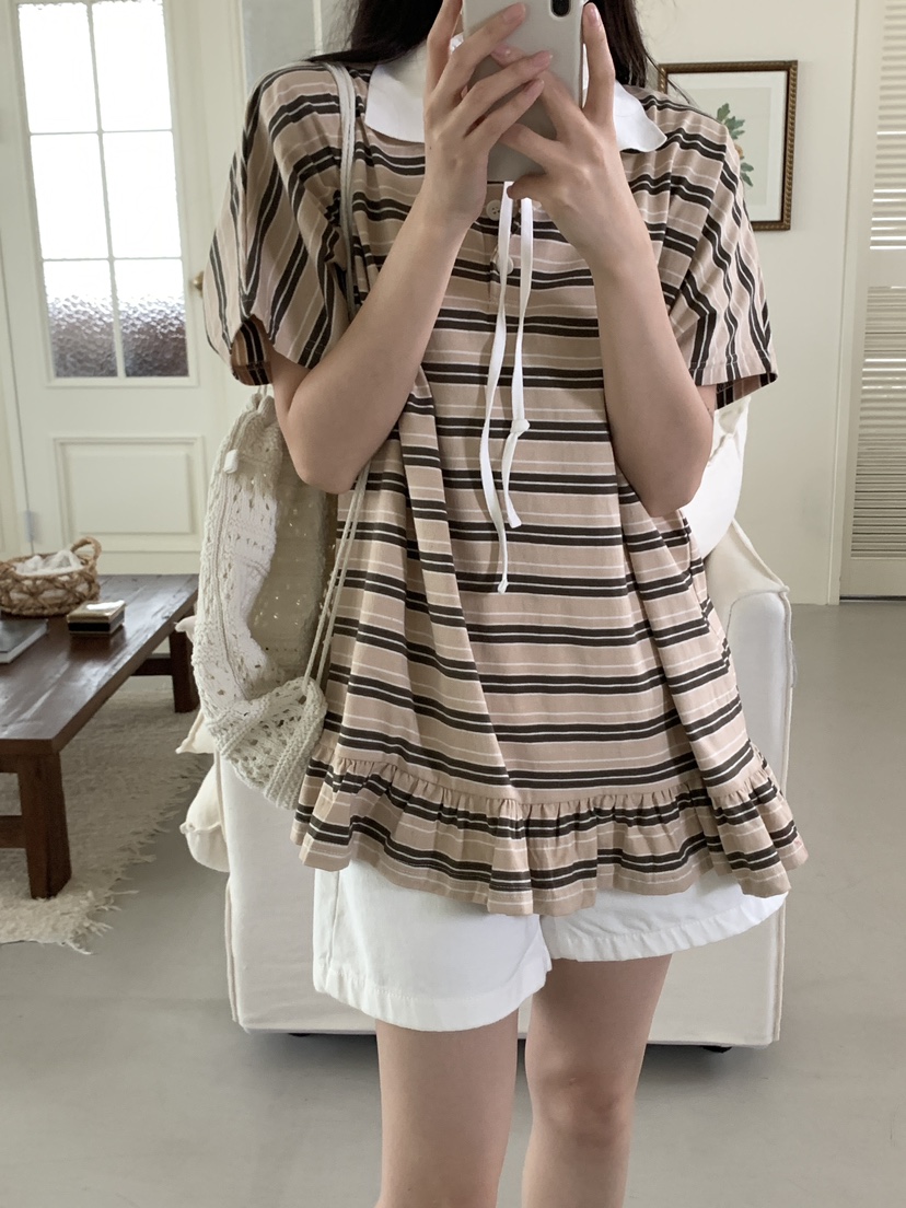 FRILL-T韓國代購㊣女裝新品人氣時尚職業推薦休閑熱賣真品T恤FRILL-TT恤圖色1