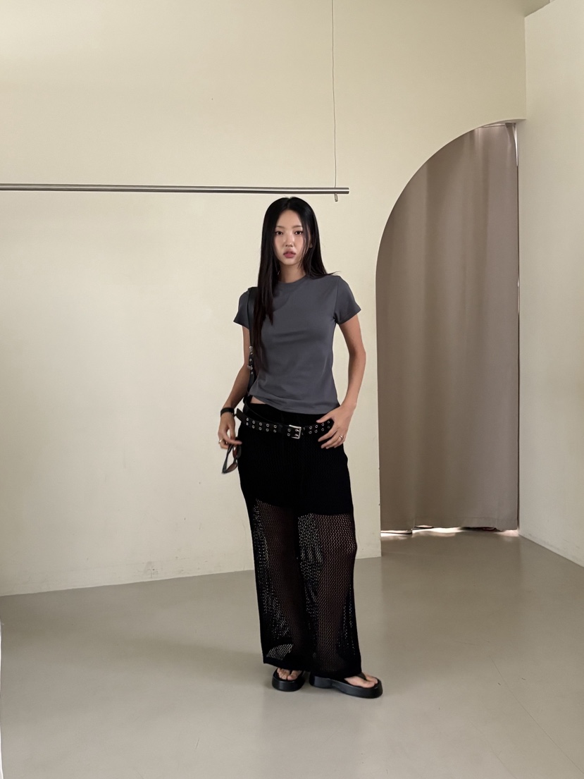 SUNDER MARKET韓國直郵㊣女士新品熱賣25春夏長裙不含腰帶SUNDER MARKET長裙