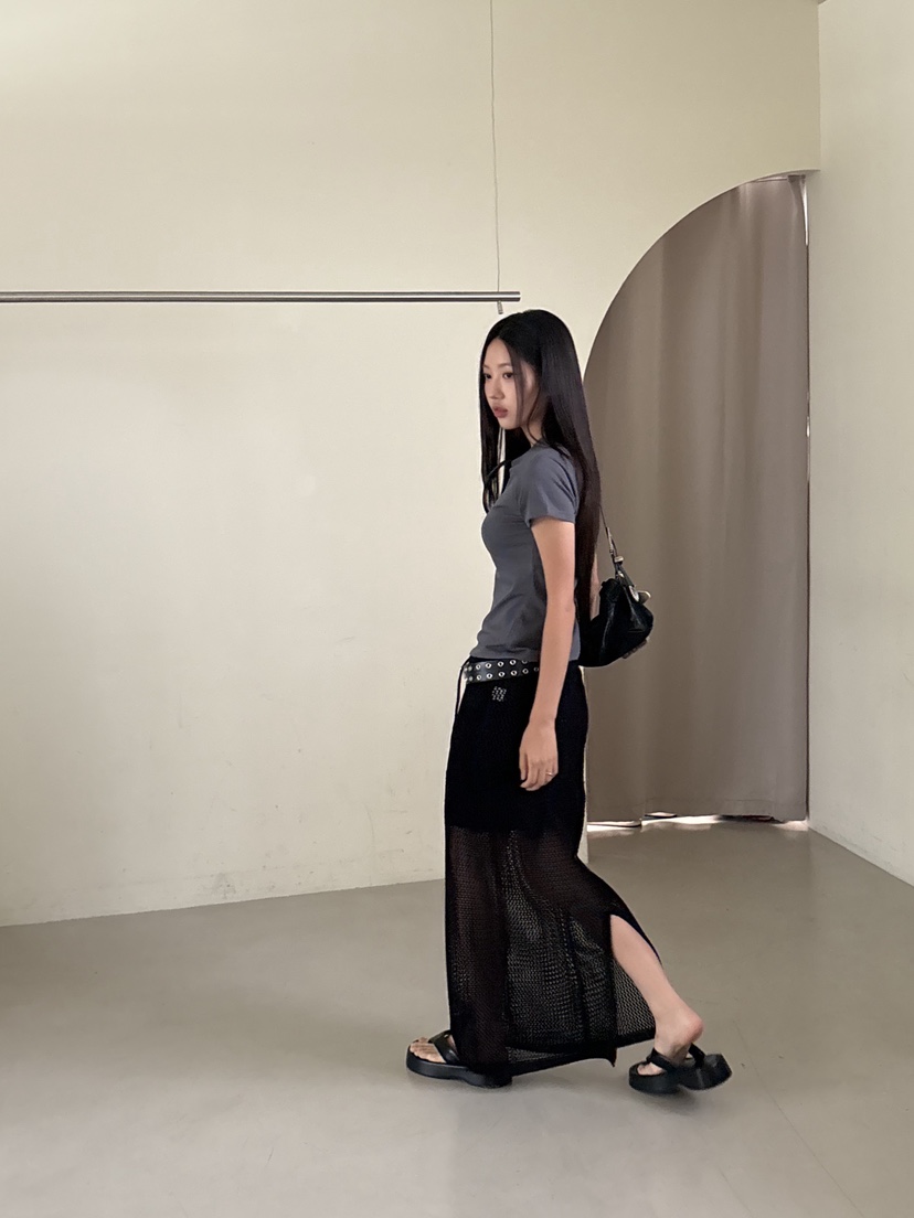 SUNDER MARKET韓國直郵㊣女士新品熱賣25春夏長裙不含腰帶SUNDER MARKET長裙