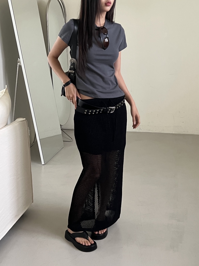 SUNDER MARKET韓國直郵㊣女士新品熱賣25春夏長裙不含腰帶SUNDER MARKET長裙